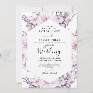 Blush Magnolia Floral Arch Wedding Invitation