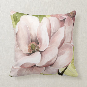Blush Magnolia Flowers Cushion