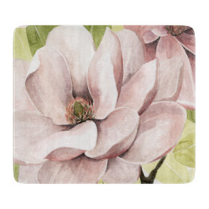 Blush Magnolia Flowers Cutting Board