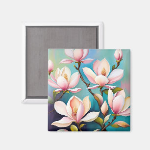 Blush magnolia flowers magnet