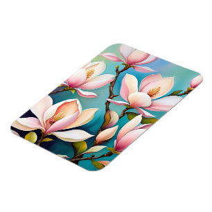 Blush magnolia flowers magnet