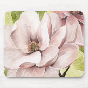 Blush Magnolia Flowers Mouse Mat