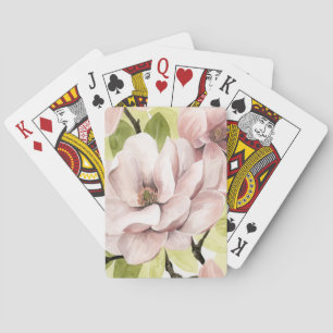 Blush Magnolia Flowers Playing Cards