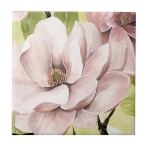Blush Magnolia Flowers Tile