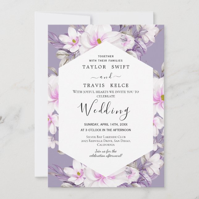 Blush Magnolia Wedding Invitation (Front)