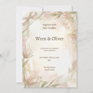 Blush Magnolia Wedding Invitation