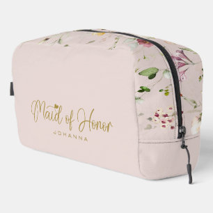 Blush Maid of Honour Script Name Accessory Gift Dopp Kit