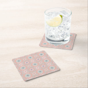 Blush Majesty – Andalusian Moroccan Elegance Square Paper Coaster