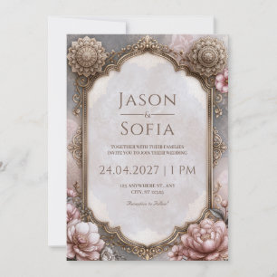 Blush Mandala Arch Frame Wedding Invitation