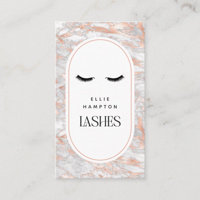 Blush Marble Arch Lashes Beauty Customisable Business Card (Front)