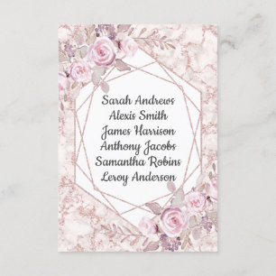 Blush Marble Geometric Floral Reception Seating Invitation