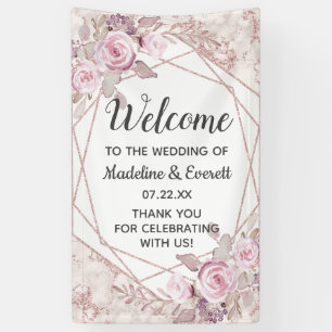 Blush Marble Geometric Frame Wedding Welcome Banner