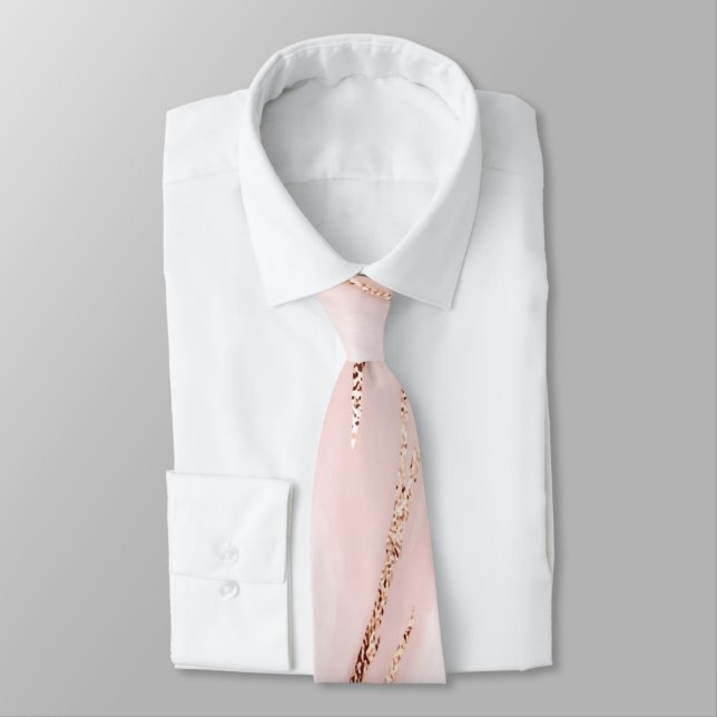 BLUSH MARBLE GOLD MENS TIE (Tied)