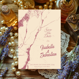 Blush Marble Save the Date Wedding Card