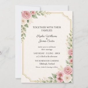 Blush Mauve Rose Gold Wedding Invitation