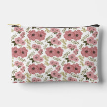 Blush Meadow Blooms Floral Accessory Pouch