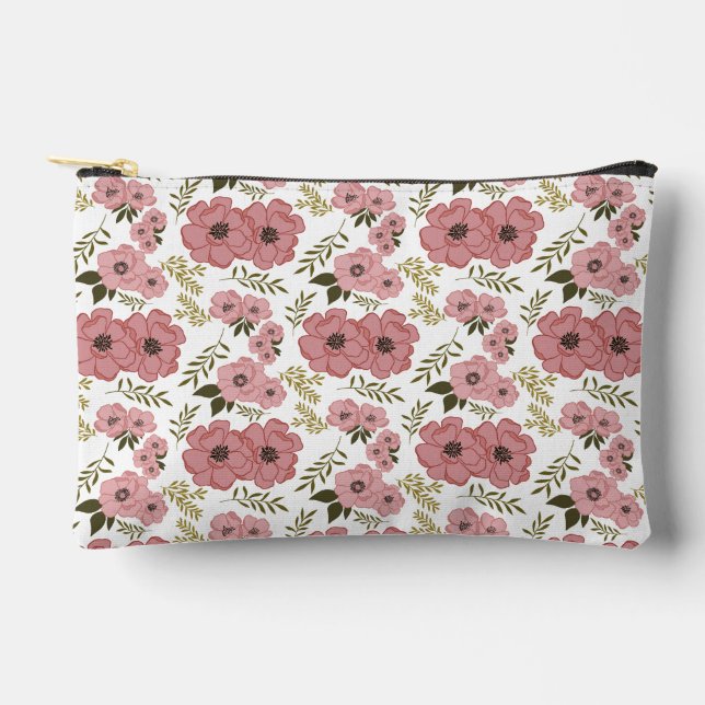 Blush Meadow Blooms Floral Accessory Pouch (Front)