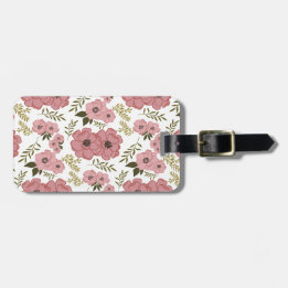 Blush Meadow Blooms Floral Vintage Botanical Luggage Tag