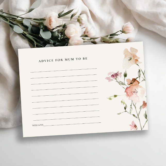 Blush Meadow Floral Advice for Mum Baby Shower Enclosure Card (Creator Uploaded)