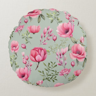 Blush Meadow-Petals In Bloom Round Cushion
