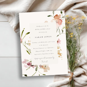 Blush Meadow Watercolor Floral Bridal Shower Invitation