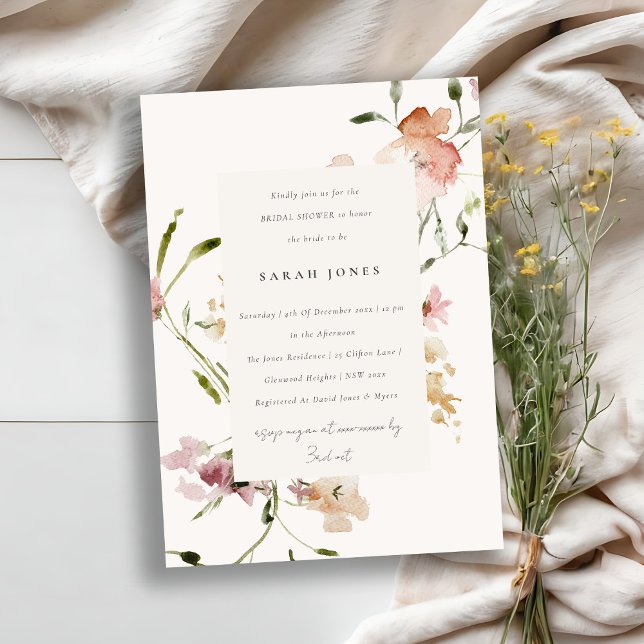 Blush Meadow Watercolor Floral Bridal Shower Invitation (Creator Uploaded)