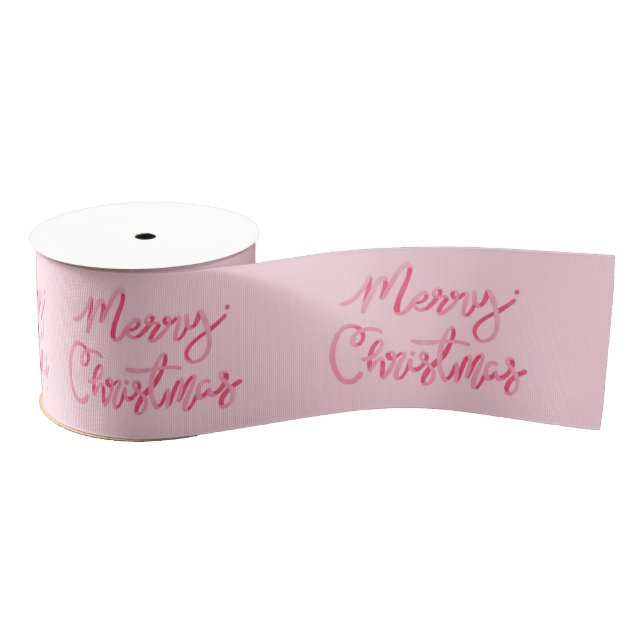 Blush Merry Christmas Script Grosgrain Ribbon (Spool)