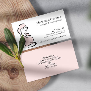 Blush Midwife Doula Pregnant Woman Belly Business Card