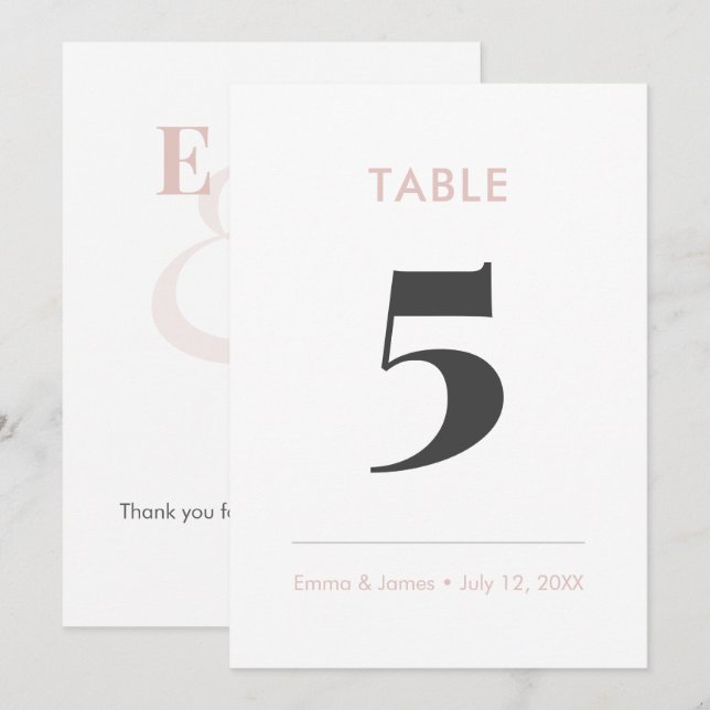 Blush Minimalist Ampersand | Table Number (Front/Back)