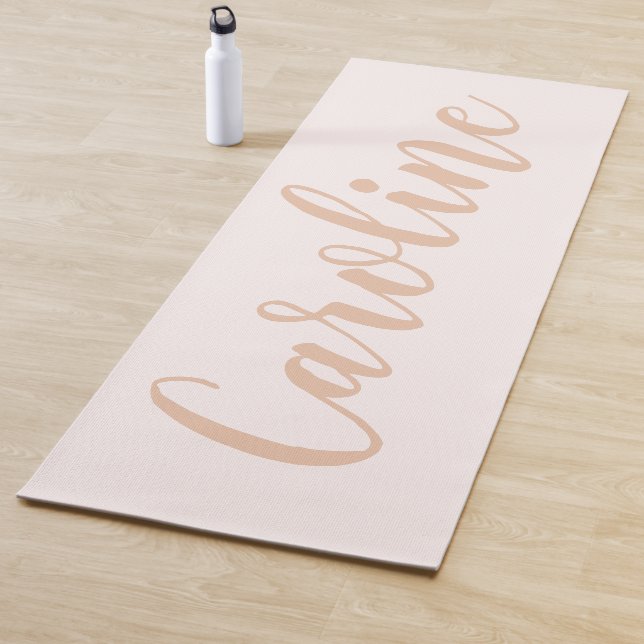 Blush Minimalist Calligraphy Personalised Name Yoga Mat (In Situ)