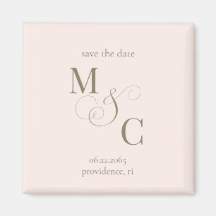 Blush Minimalist Monogram Wedding Save the Date Magnet