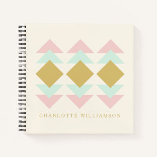 Blush, Mint, and Gold Geometric Art Personalised  Notebook