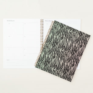 Blush Mint Black Zebra Print Glitzy Dots Ombre Planner