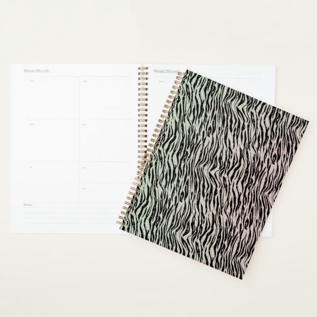 Blush Mint Black Zebra Print Glitzy Dots Ombre Planner (Display)