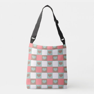 Blush Mint Chequered Heart Crossbody Bag