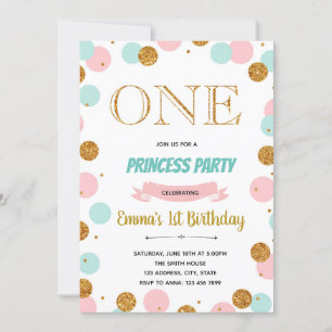 Blush mint confetti 1st one birthday card