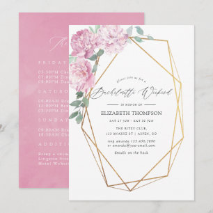 Blush & Mint Geometric Floral Bachelorette Weekend Invitation