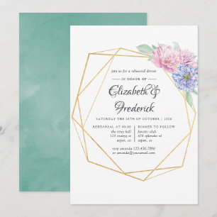 Blush & Mint Geometric Floral Rehearsal Dinner Invitation