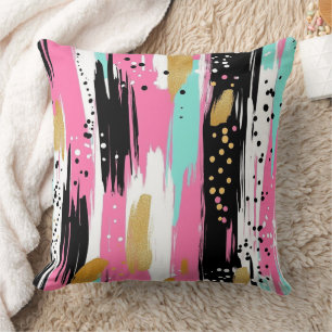Blush Mint Gold Luxury Abstract Cushion