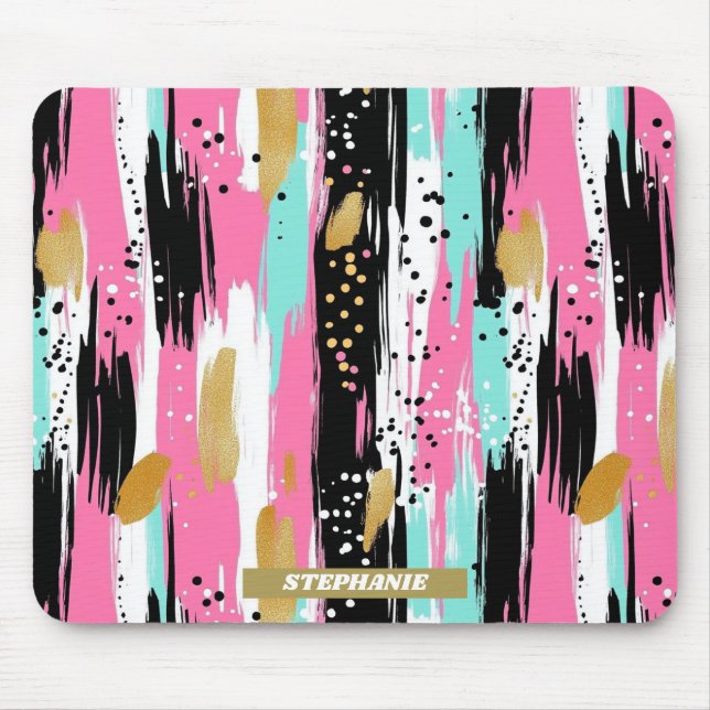 Blush Mint Gold Luxury Abstract Mouse Mat (Front)