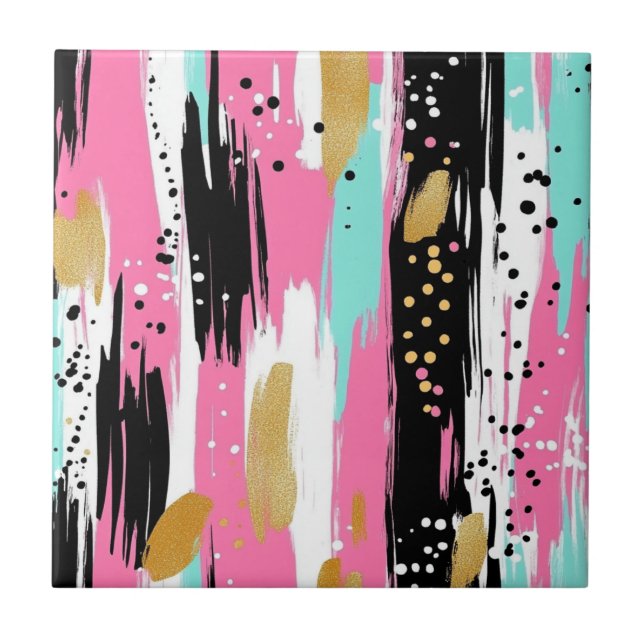 Blush Mint Gold Luxury Abstract Tile (Front)