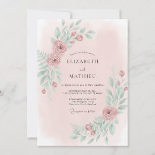 Blush Mint Vine Wedding Invitation