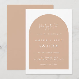Blush Modern Arch Minimal Wedding Tying the Knot Invitation