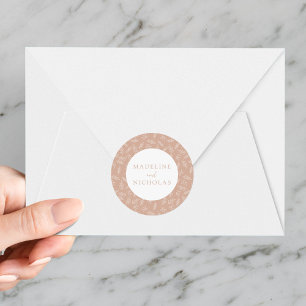 Blush Modern Minimalist Botanical Wedding Classic Round Sticker