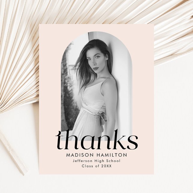 Blush Modern Minimalist Photo Graduation Thank You Postcard (Creator Uploaded)
