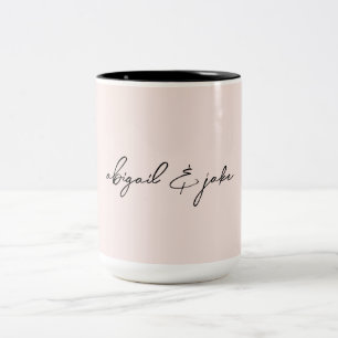 Blush Modern Script Couple Names  Two-Tone Coffee Mug