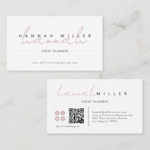 Blush   Modern Signature Minimalist QR Code Business Card