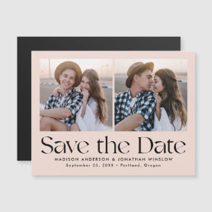 Blush Modern Vintage Lettering Photo Save the Date Magnetic Invitation