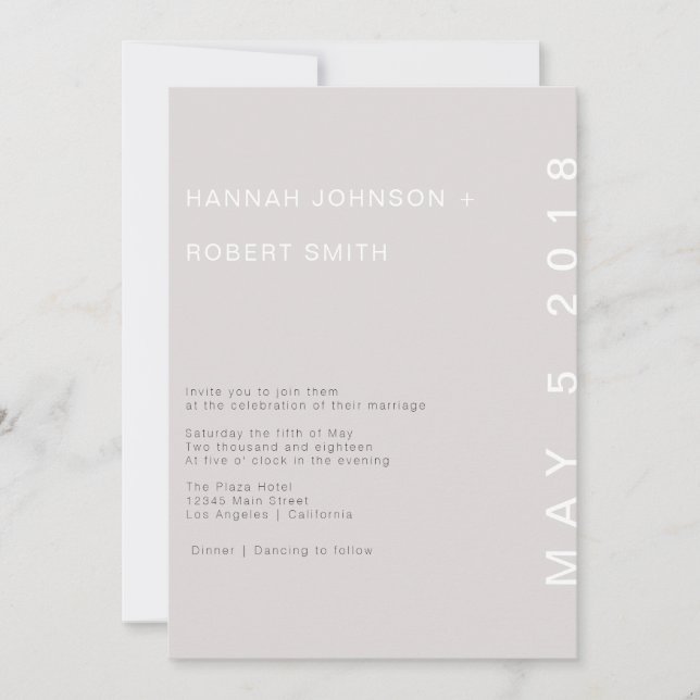 Blush Modern Wedding Invitation (Front)
