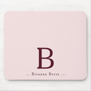 Blush Monogram Elegant Mouse Mat